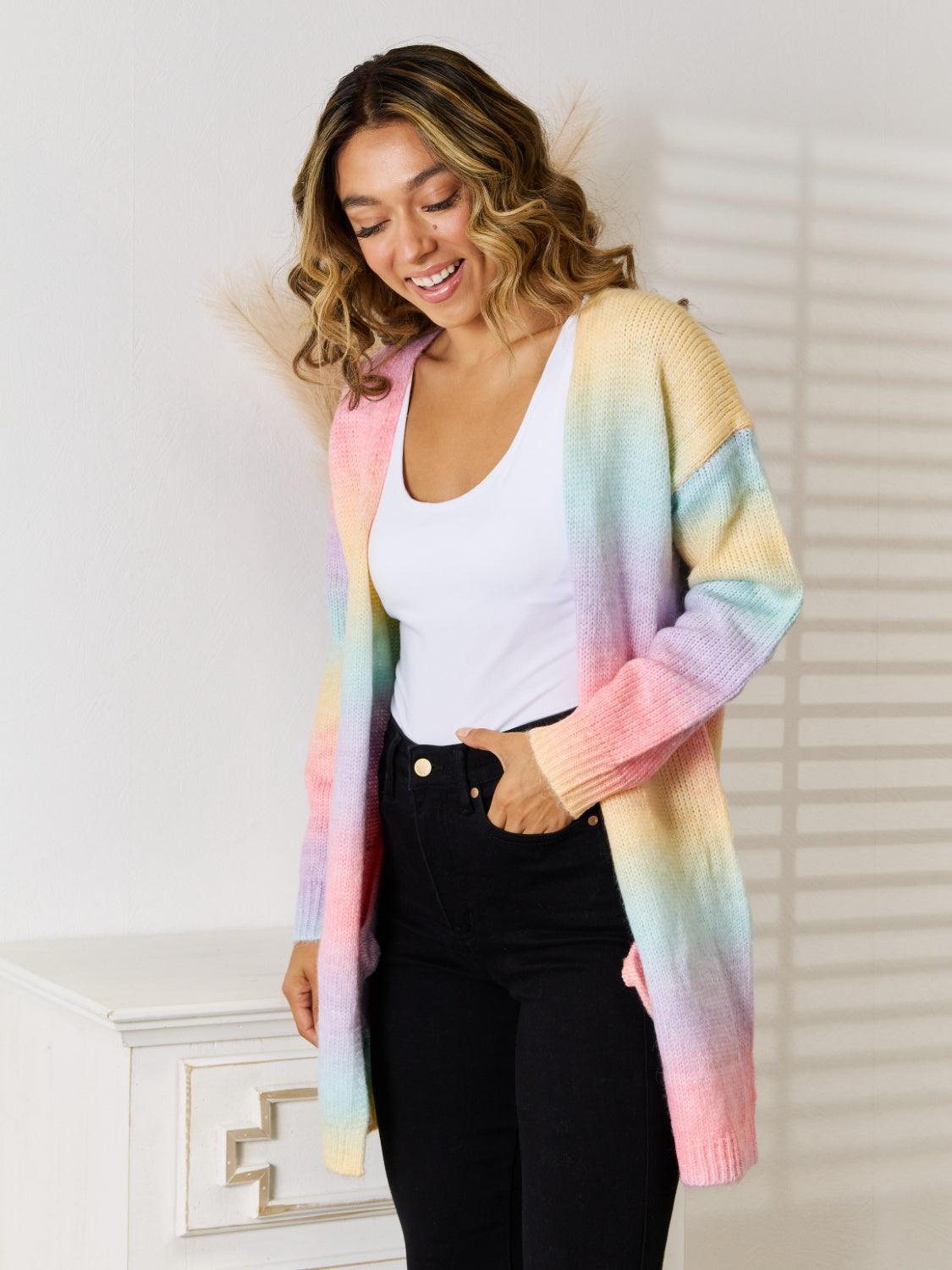 Full Size Gradient Open Front Cardigan - Immenzive