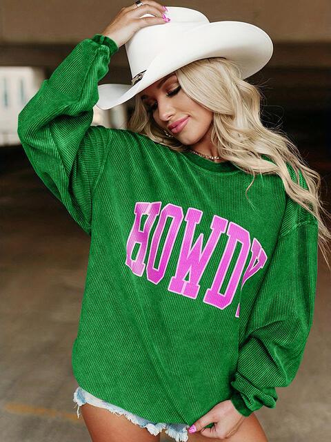 Full Size HOWDY Graphic Round Neck Sweatshirt - Immenzive