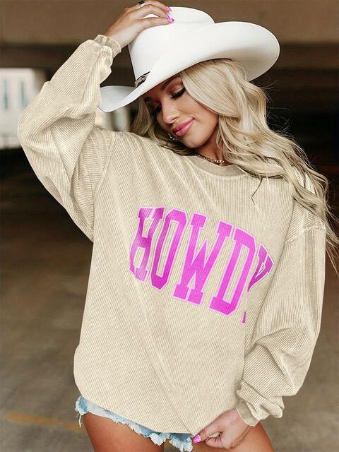 Full Size HOWDY Graphic Round Neck Sweatshirt - Immenzive