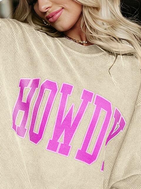 Full Size HOWDY Graphic Round Neck Sweatshirt - Immenzive