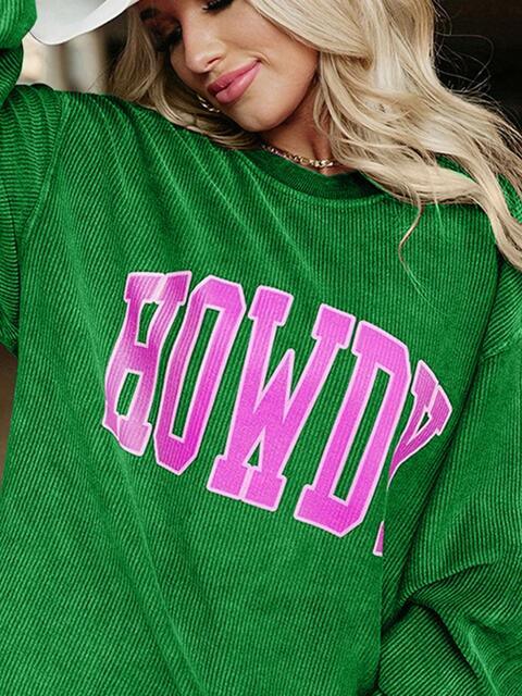 Full Size HOWDY Graphic Round Neck Sweatshirt - Immenzive