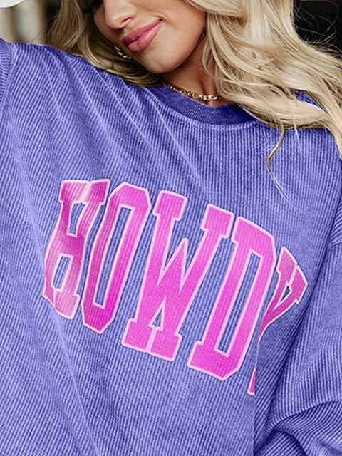 Full Size HOWDY Graphic Round Neck Sweatshirt - Immenzive