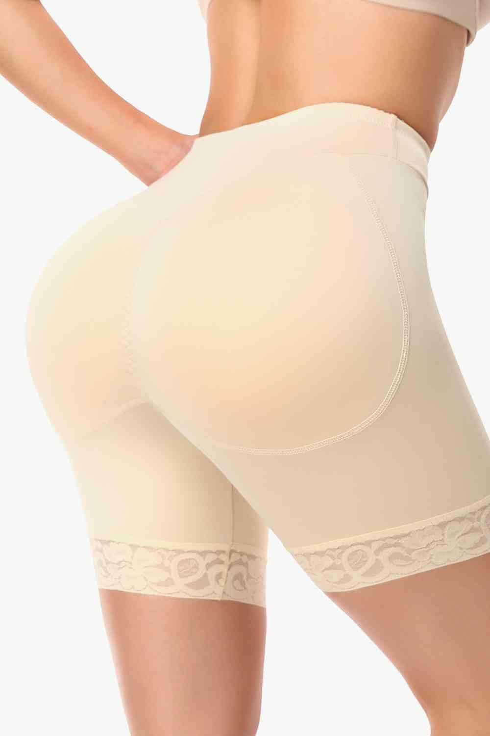 Full Size Lace Trim Lifting Pull-On Shaping Shorts - Immenzive
