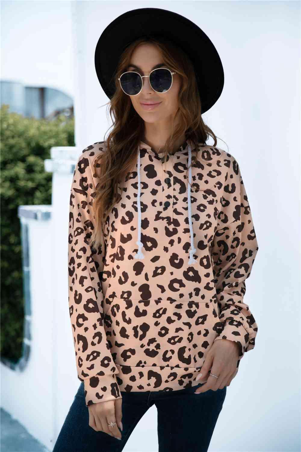 Full Size Printed Quarter-Snap Drop Shoulder Hoodie - Immenzive