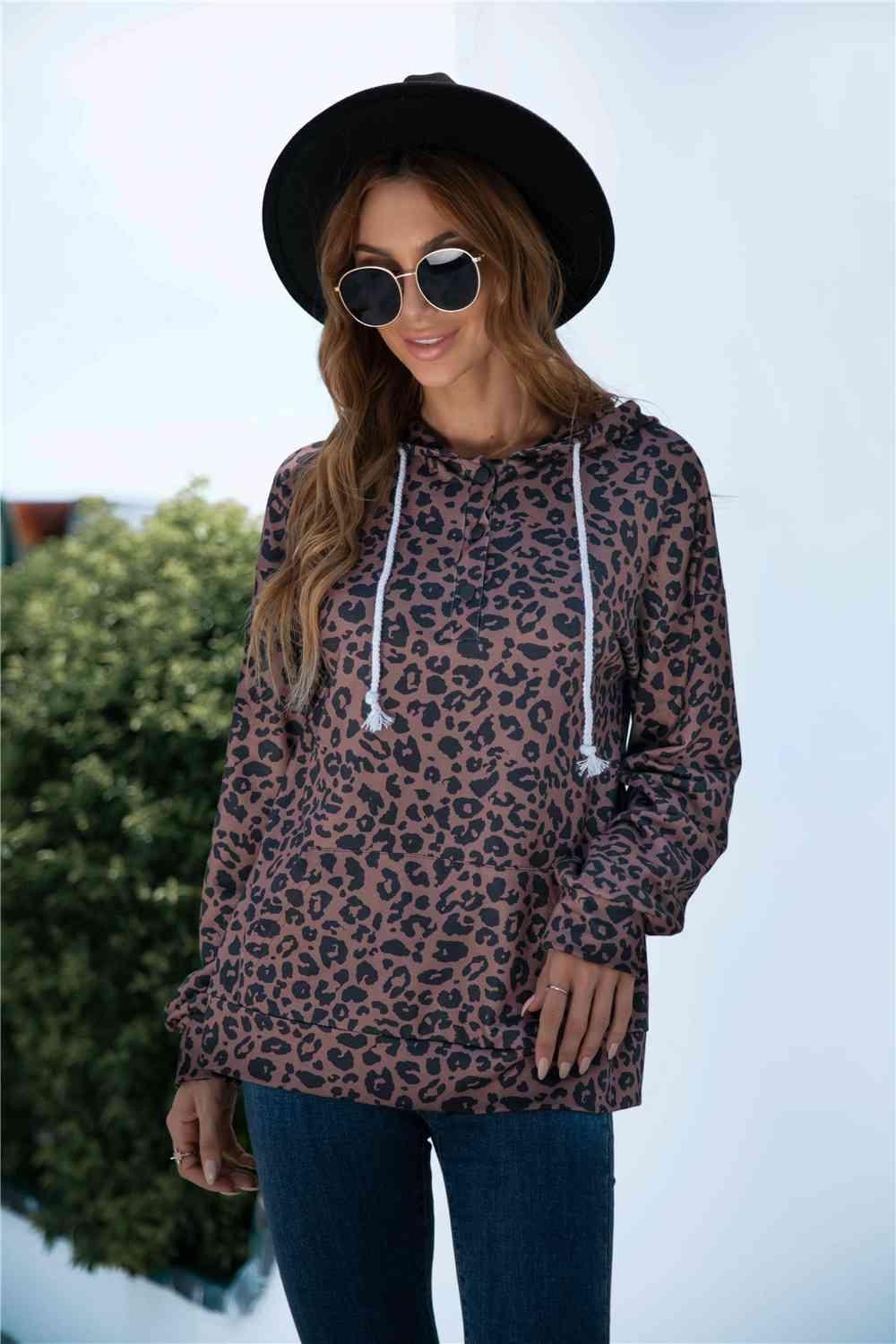 Full Size Printed Quarter-Snap Drop Shoulder Hoodie - Immenzive