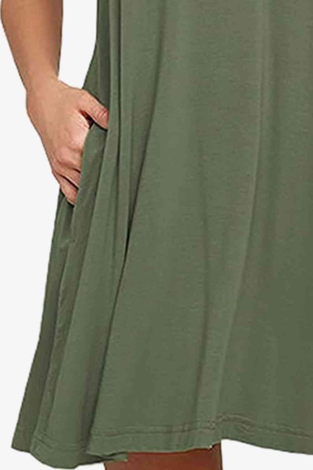 Full Size Round Neck Sleeveless Dress with Pockets - Immenzive