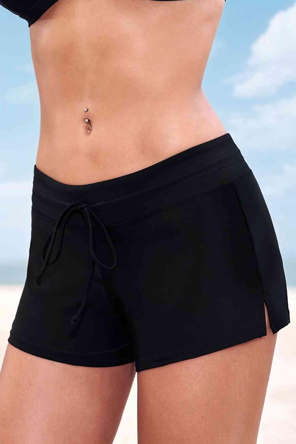 Full Size Run Contrast Drawstring Swim Bottoms - Immenzive