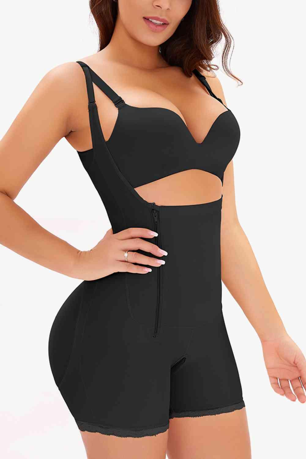 Full Size Side Zipper Under-Bust Shaping Bodysuit - Immenzive