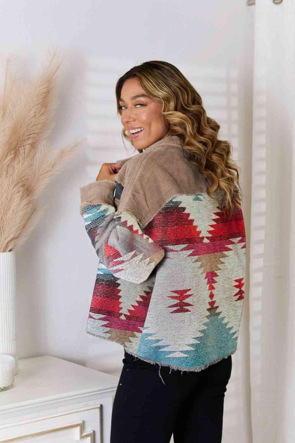Geometric Raw Hem Collared Jacket - Immenzive