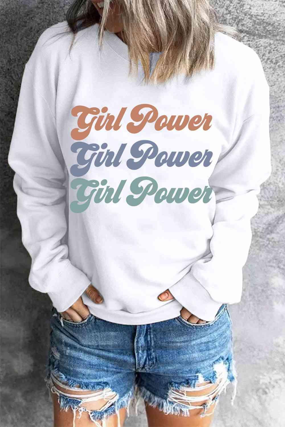 GIRL POWER Graphic Dropped Shoulder Sweatshirt - Immenzive