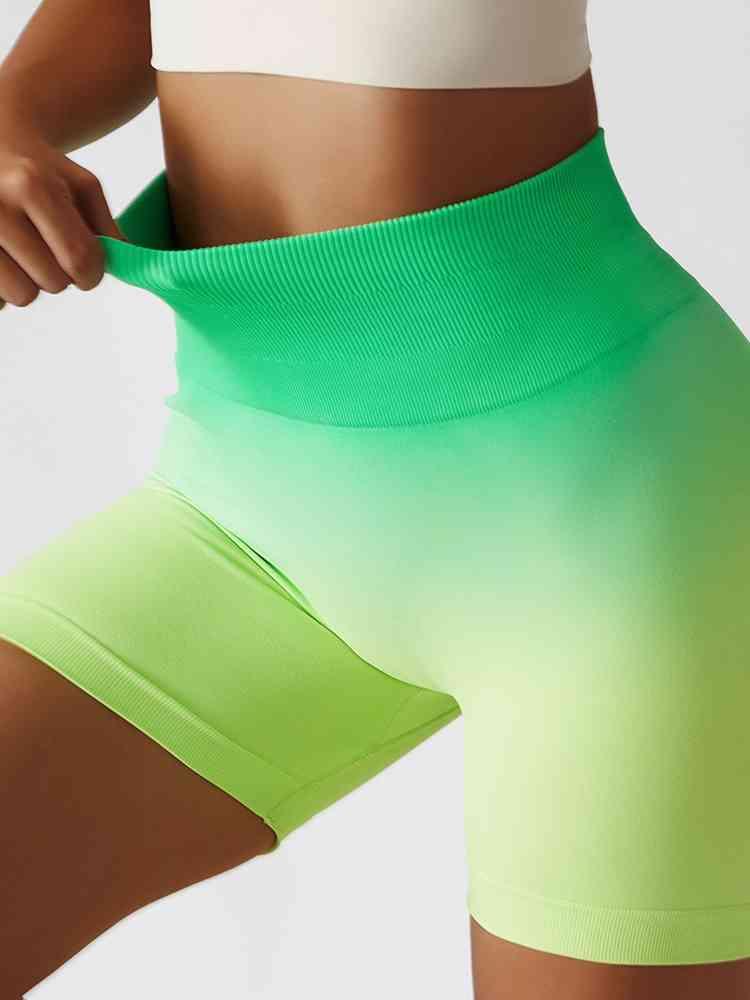 Gradient Wide Waistband Slim Fit Sports Shorts - Immenzive
