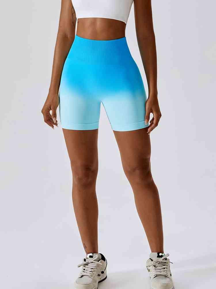 Gradient Wide Waistband Slim Fit Sports Shorts - Immenzive