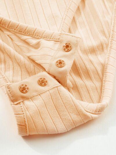 Half Button Collared Neck Long Sleeve Bodysuit - Immenzive