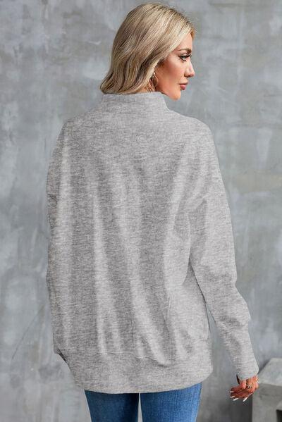 Half Zip Pocketed Dropped Shoulder Sweatshirt - Immenzive