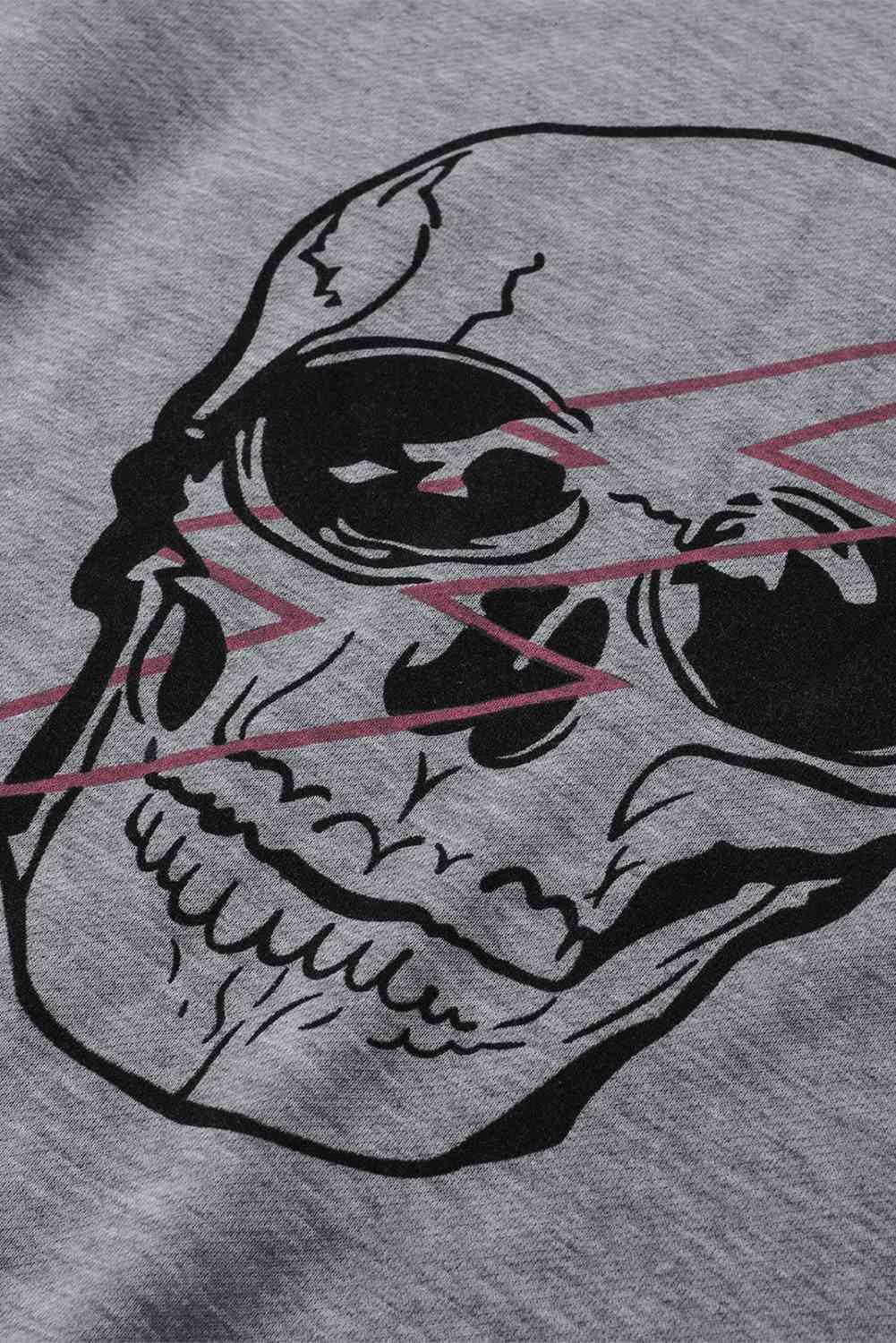 Halloween Skull and Lightning Graphic Tee - Immenzive