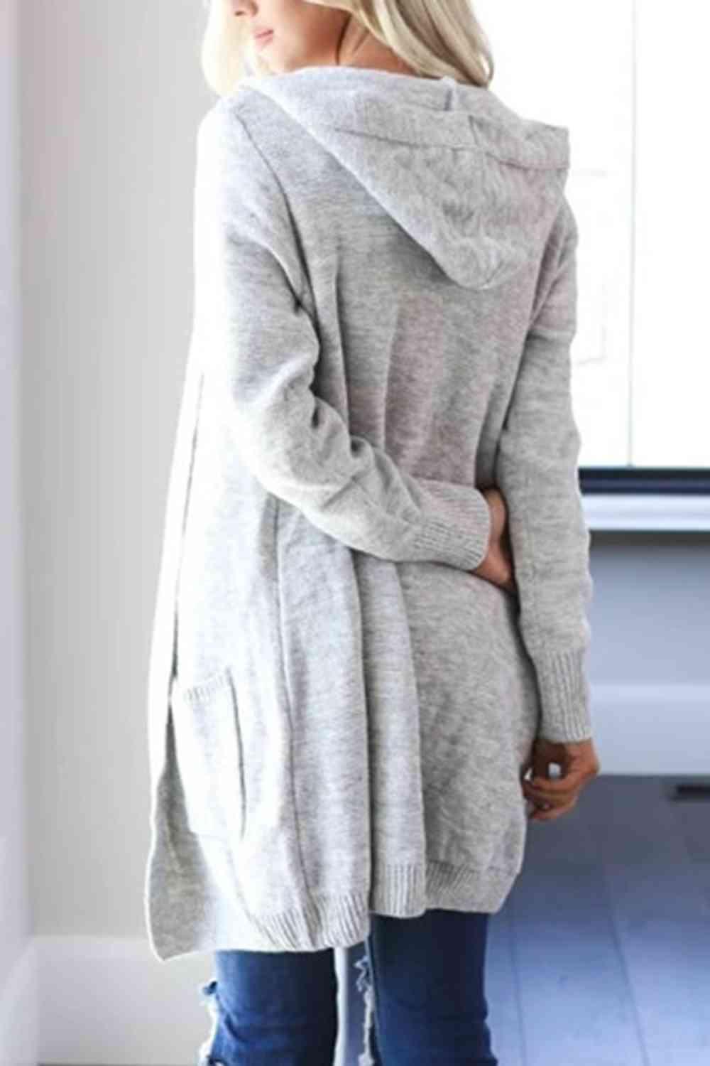 Heathered Open Front Cardigan with Pockets - Immenzive