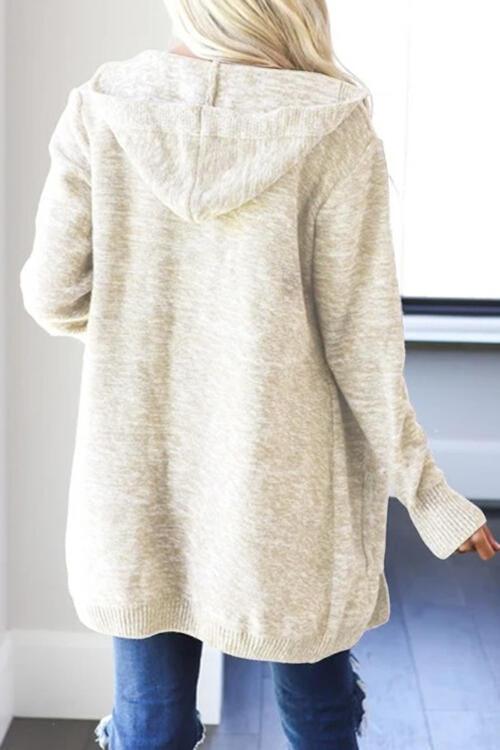 Heathered Open Front Cardigan with Pockets - Immenzive