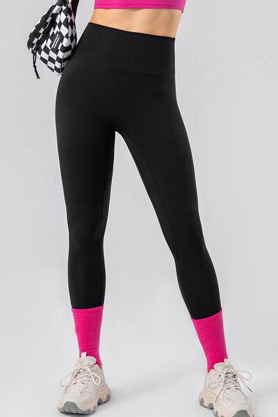 High Waist Wide Waistband Active Leggings - Immenzive