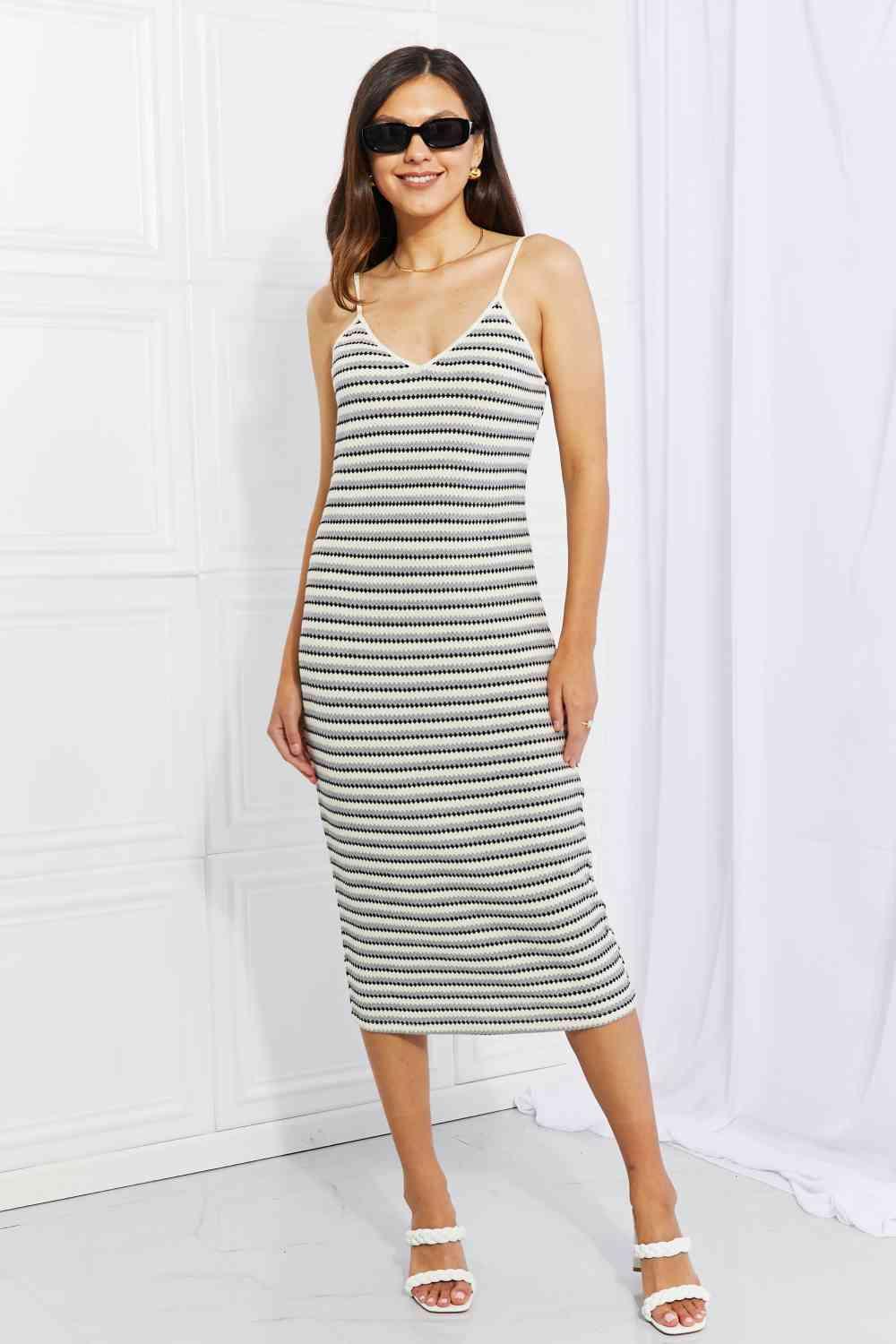 HYFVE One to Remember Striped Sleeveless Midi Dress - Immenzive