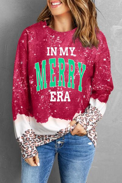 IN MY MERRY ERA Leopard Round Neck Sweatshirt - Immenzive