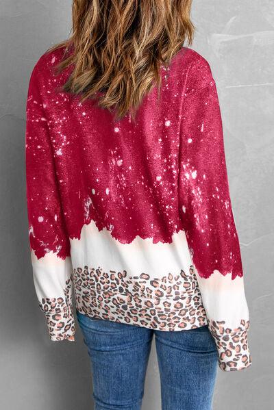 IN MY MERRY ERA Leopard Round Neck Sweatshirt - Immenzive