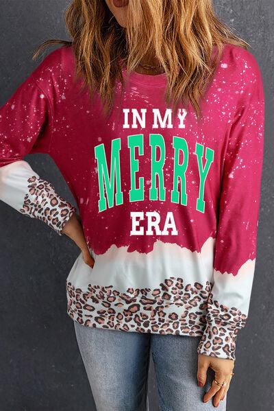 IN MY MERRY ERA Leopard Round Neck Sweatshirt - Immenzive