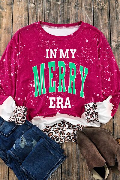 IN MY MERRY ERA Leopard Round Neck Sweatshirt - Immenzive