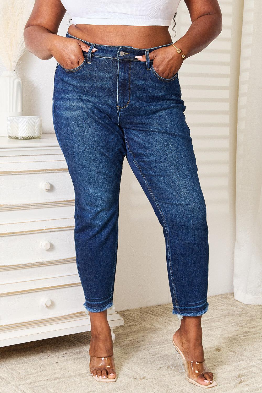 Judy Blue Full Size High Waist Released Hem Slit Jeans - Immenzive