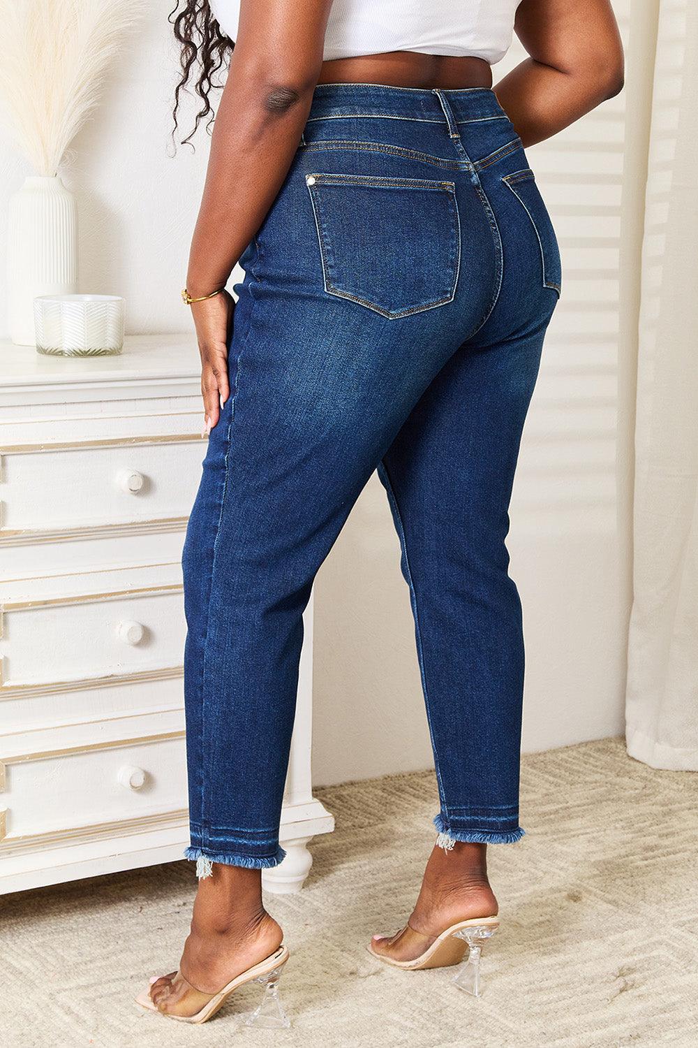 Judy Blue Full Size High Waist Released Hem Slit Jeans - Immenzive