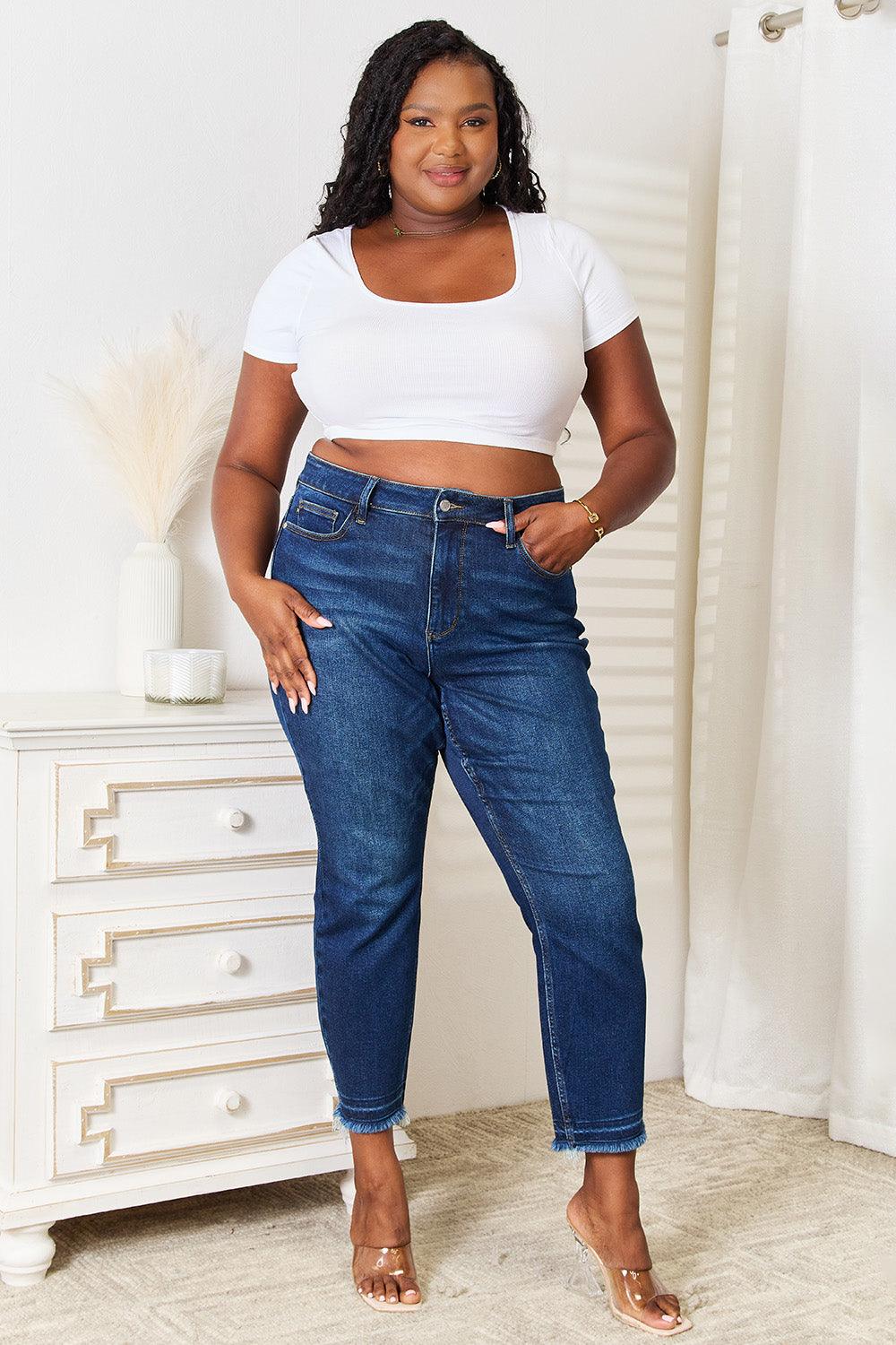 Judy Blue Full Size High Waist Released Hem Slit Jeans - Immenzive