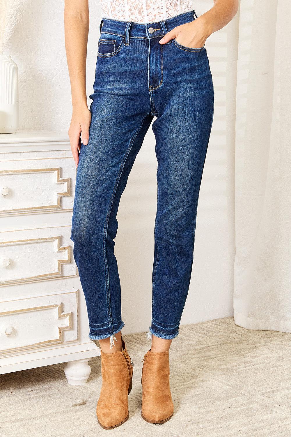 Judy Blue Full Size High Waist Released Hem Slit Jeans - Immenzive