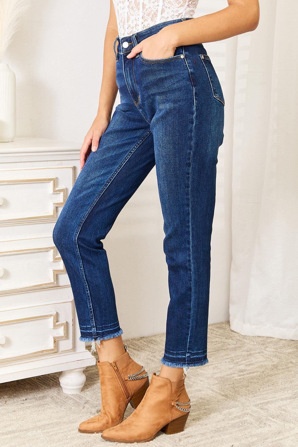 Judy Blue Full Size High Waist Released Hem Slit Jeans - Immenzive