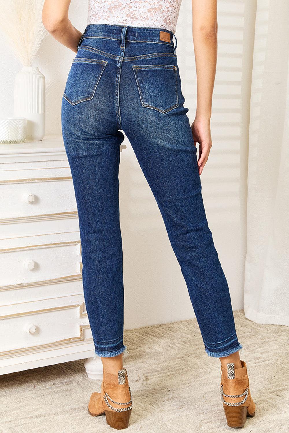 Judy Blue Full Size High Waist Released Hem Slit Jeans - Immenzive