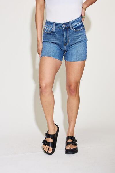 Judy Blue Full Size High Waist Slim Denim Shorts - Immenzive
