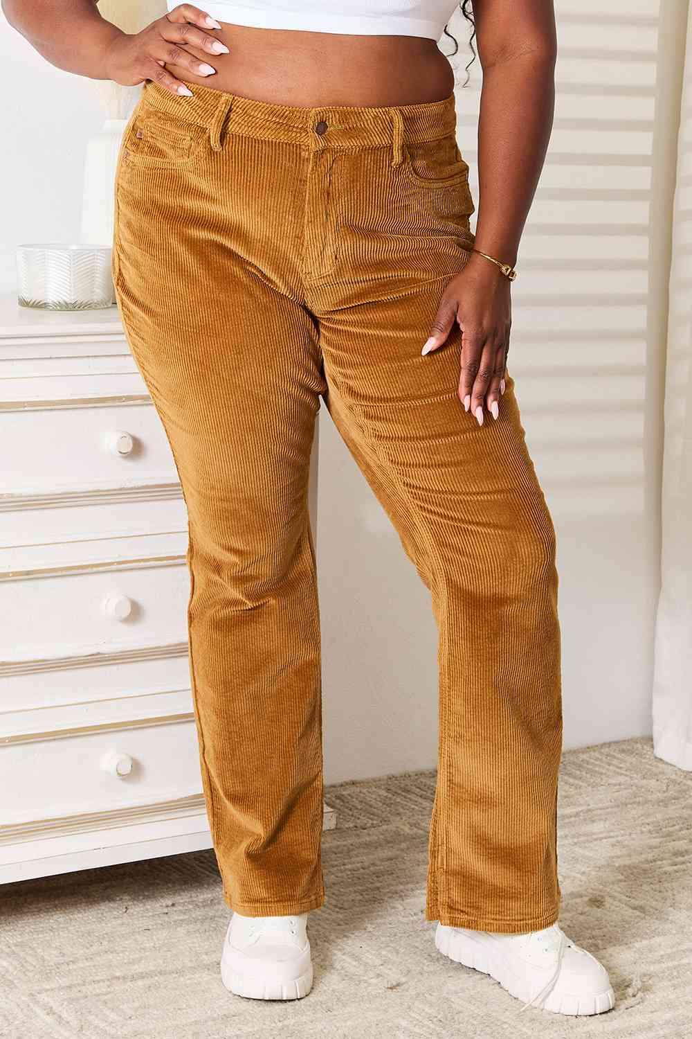 Judy Blue Full Size Mid Rise Corduroy Pants - Immenzive
