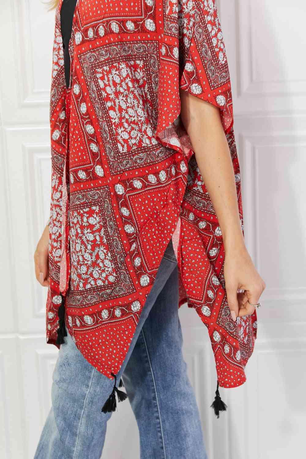 Justin Taylor Paisley Design Kimono in Red - Immenzive