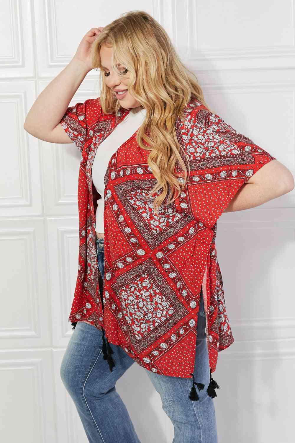 Justin Taylor Paisley Design Kimono in Red - Immenzive