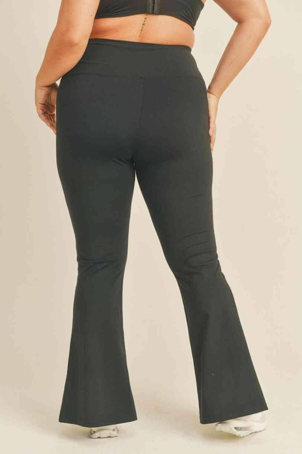 Kimberly C Full Size Slit Flare Leg Pants in Black - Immenzive