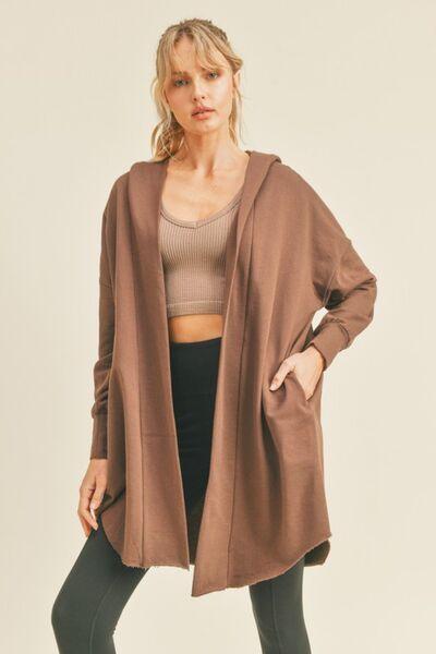 Kimberly C Open Front Longline Hooded Cardigan - Immenzive