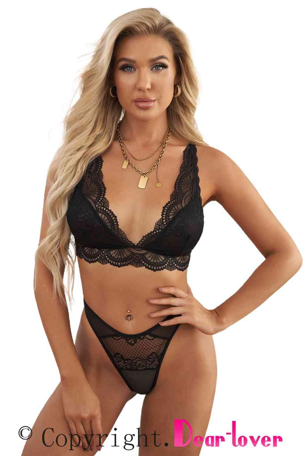 Lace Scalloped Lingerie Set - Immenzive