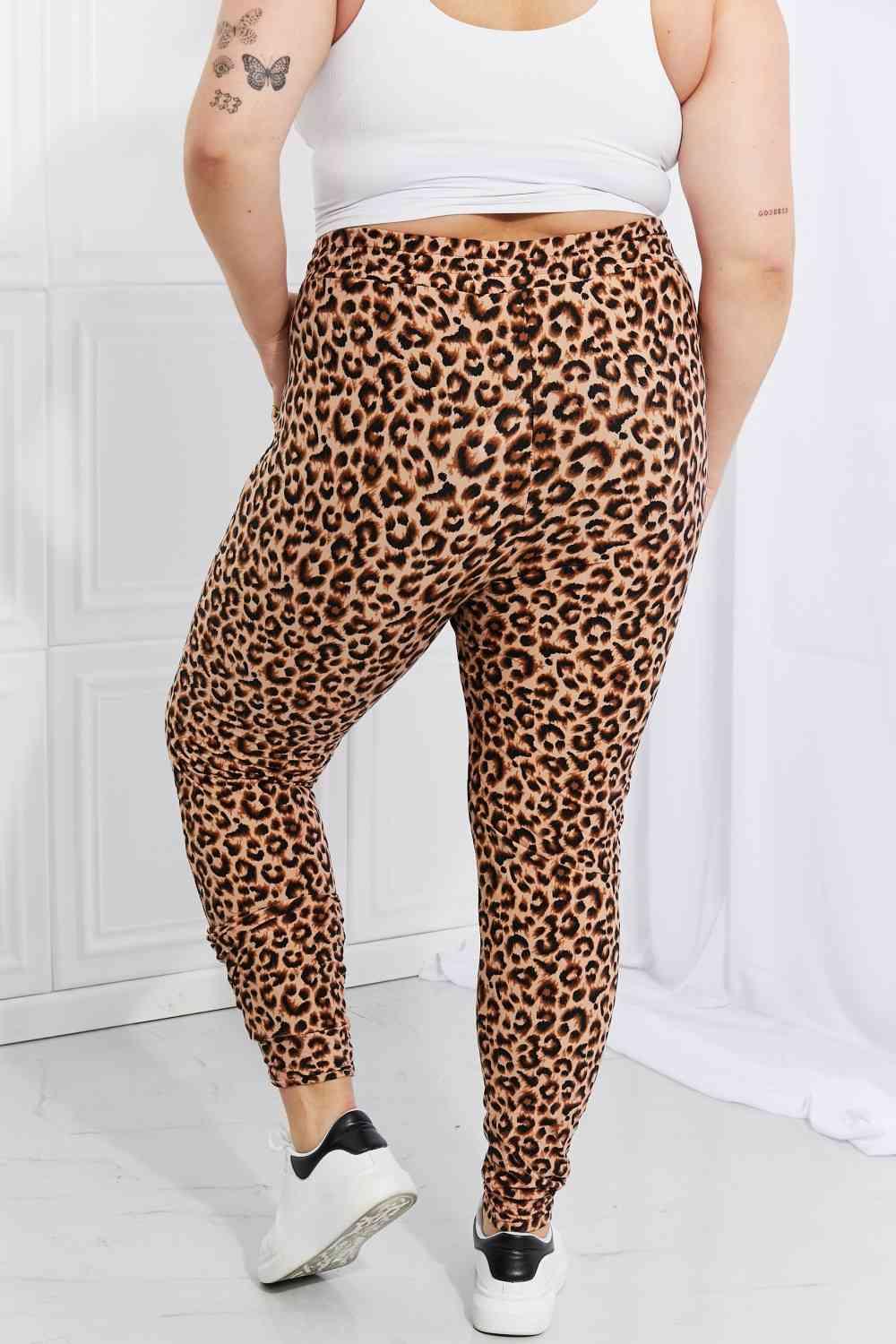 Leggings Depot Full Size Spotted Downtown Leopard Print Joggers - Immenzive