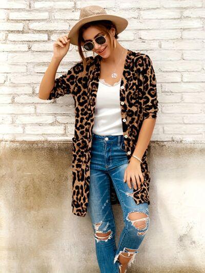 Leopard Button Up Long Sleeve Cardigan - Immenzive