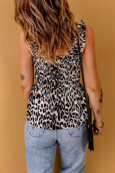 Leopard Square Neck Wide Strap Tank - Immenzive