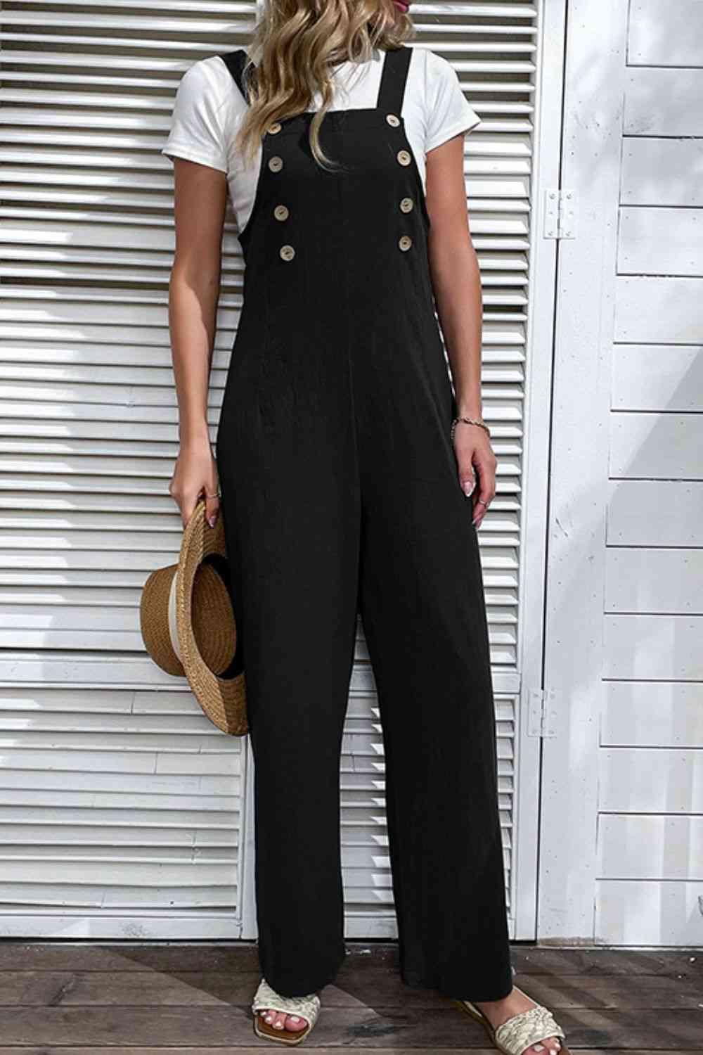 Light Up Your Life Buttoned Straight Leg Overalls - Immenzive