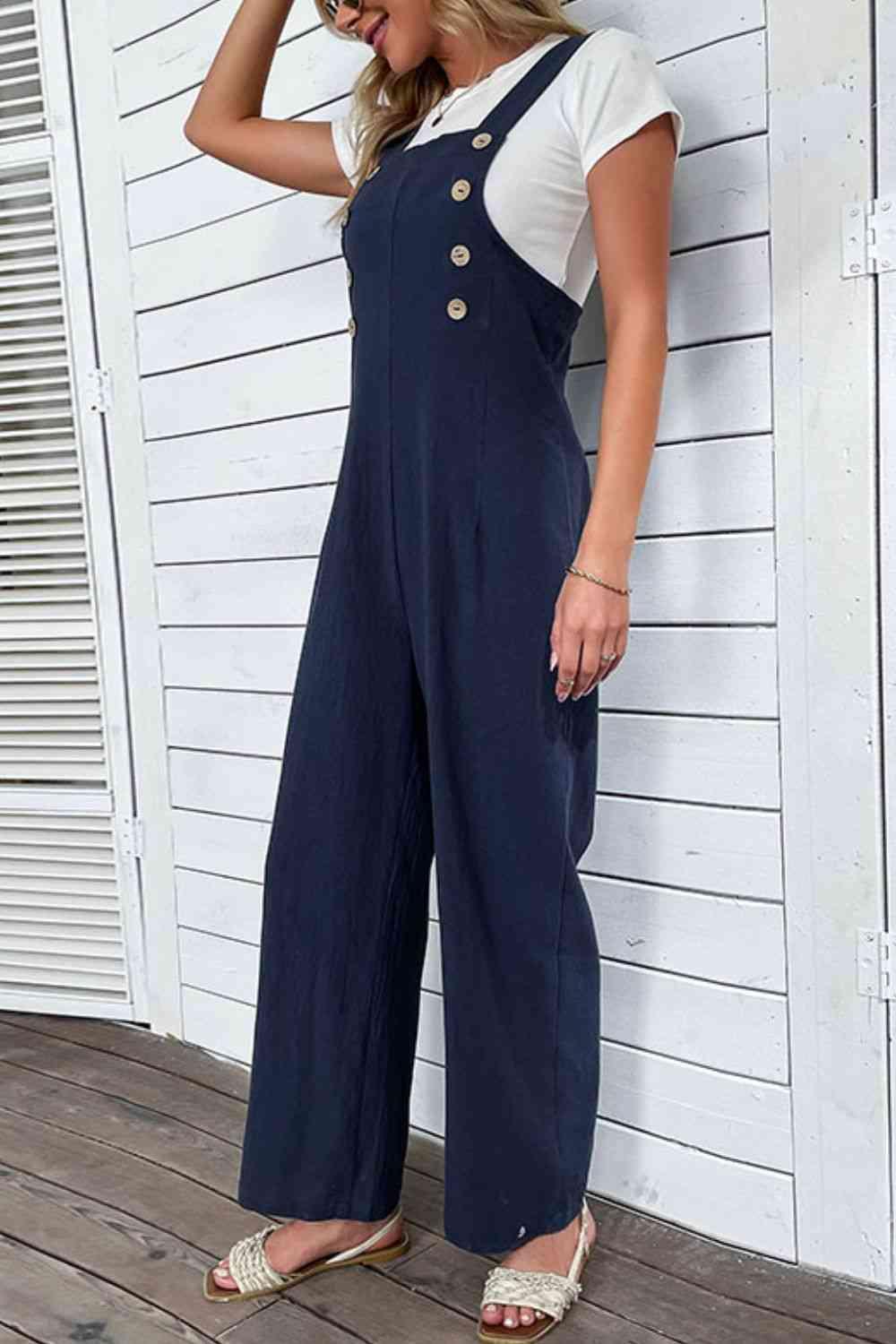 Light Up Your Life Buttoned Straight Leg Overalls - Immenzive