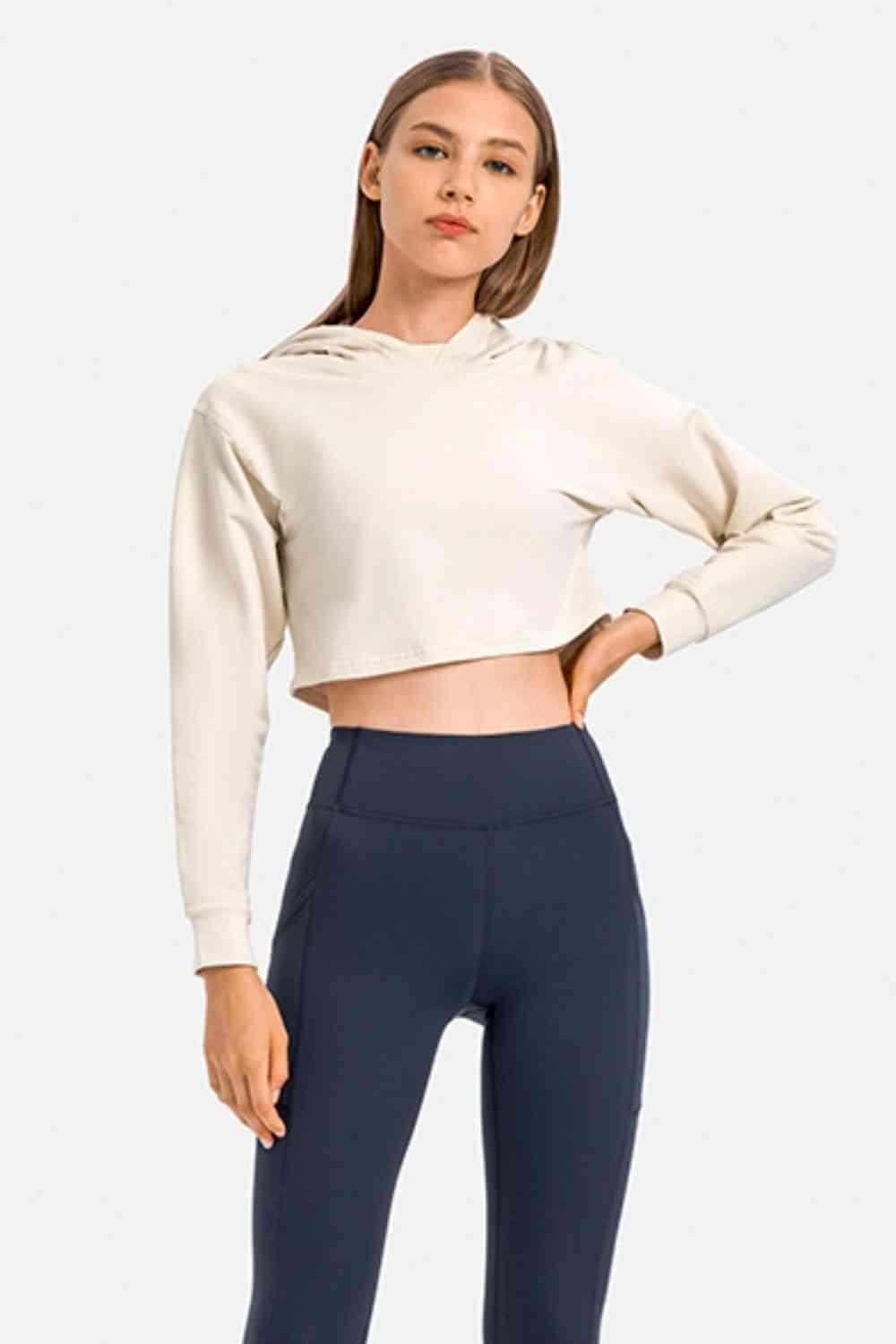 Long Sleeve Cropped Sports Hoodie - Immenzive