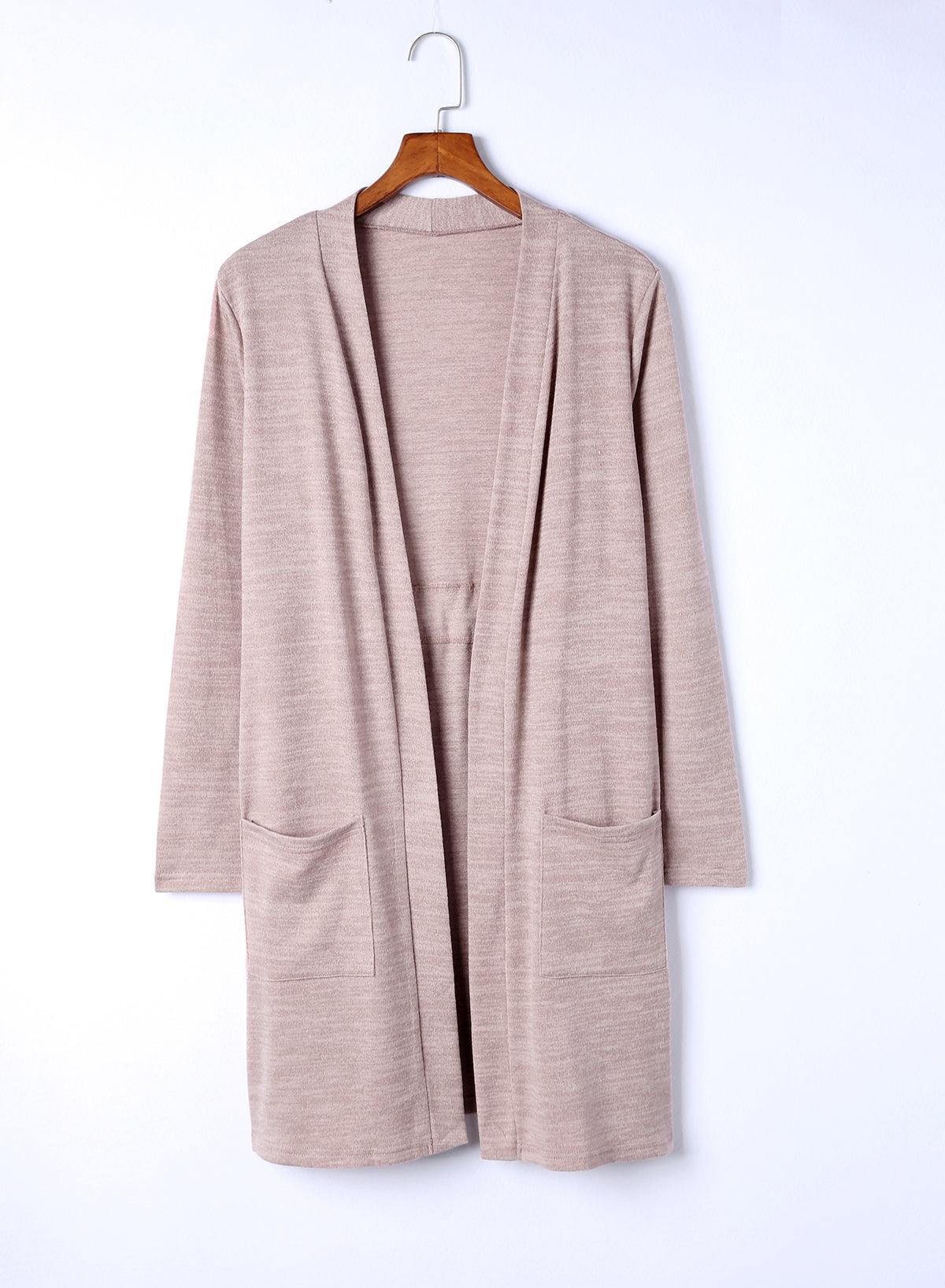 Long Sleeve Open Front Cardigan with Pocket - Immenzive