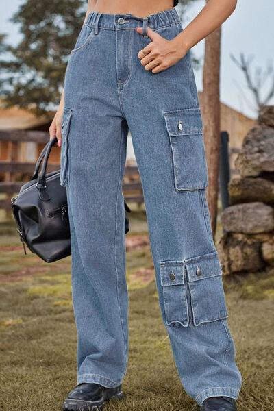 Loose Fit Long Jeans with Pockets - Immenzive