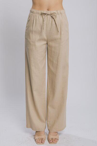 LOVE TREE Drawstring Wide Leg Pants with Pockets - Immenzive