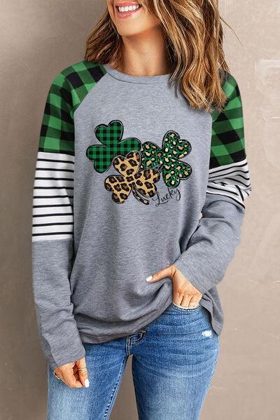 Lucky Clover Raglan Sleeve Sweatshirt - Immenzive